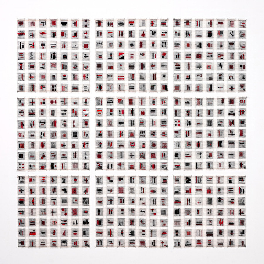 Installation "Prospects for Love" size: 9 fabrics total 135x135cm
